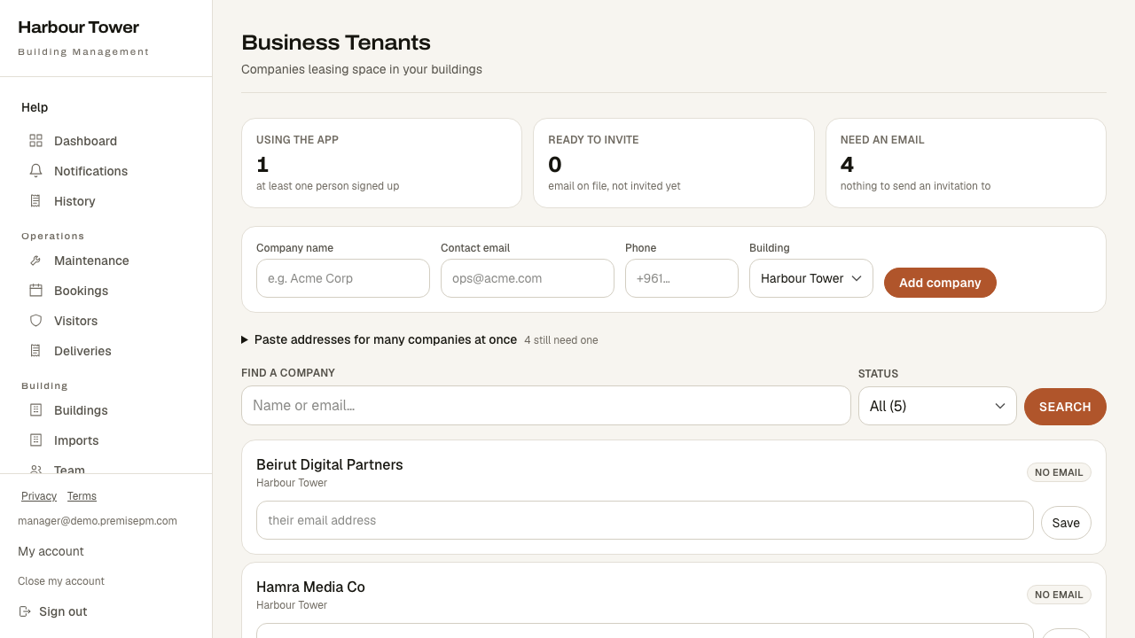 Your tenant companies